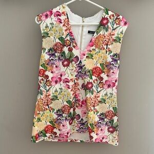 Melanie Lyne Multicolor Floral V-Neck Blouse